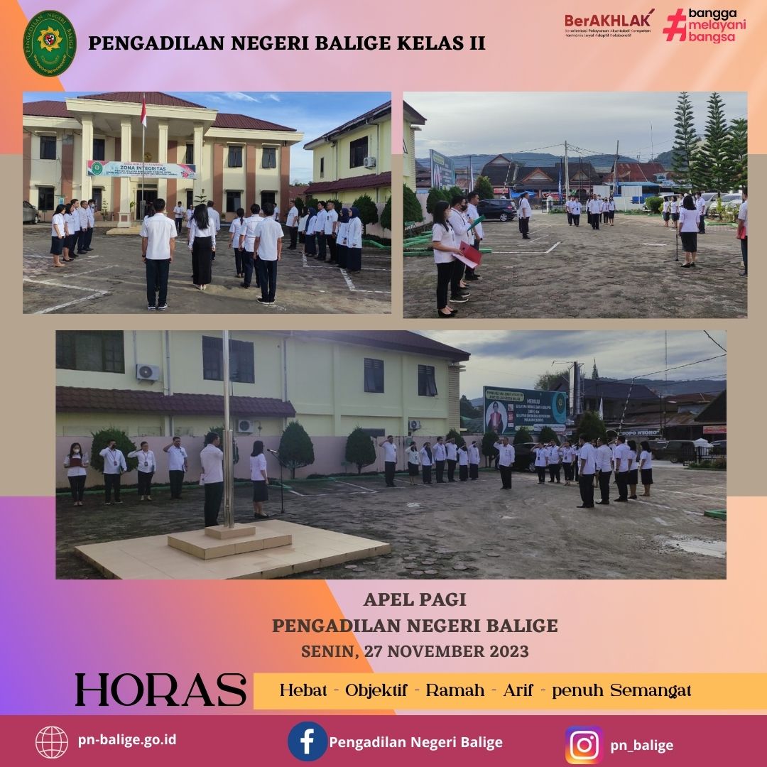 APEL PAGI PENGADILAN NEGERI BALIGE SENIN, 27 NOVEMBER 2023